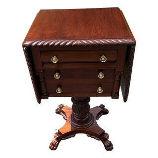 Early 20th Century Mahogany Empire Styled Sewing Cabinet For Sale