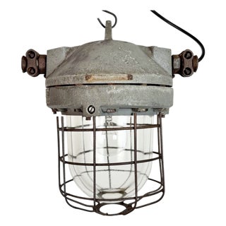 Industrial Grey Explosion Proof Lamp from Elektrosvit, 1960s For Sale