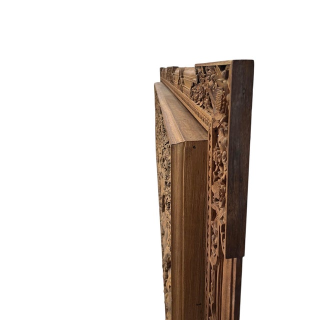 Monumental Indonesian Architectural Carved Teak Relief Wall Panel For Sale - Image 13 of 16