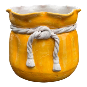 Made in Italy Trompe L’Oleil Yellow Cache Pot
