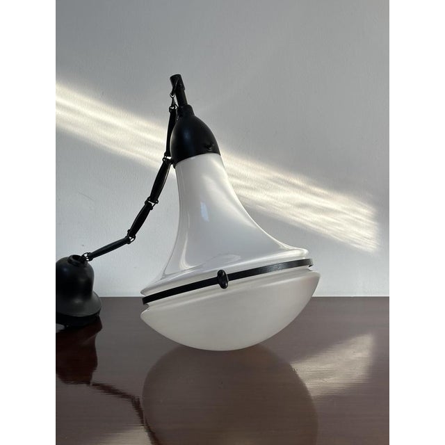 Vintage Industrial Bauhaus Opaline Milk Glass Pendant Light by Peter Behrens for Aeg, 1920s For Sale - Image 7 of 8