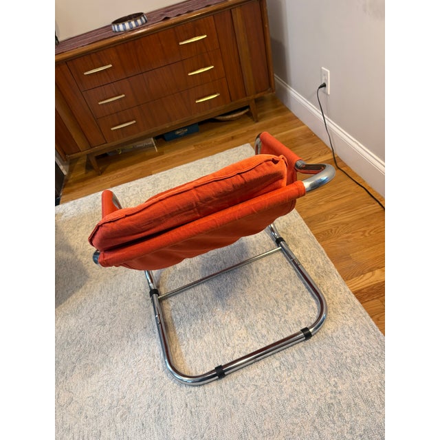 Pair (2) of 1970s Mid-Century Modern Attributed Vecta Zermatt Chrome and Canvas Sling Chairs For Sale - Image 10 of 12