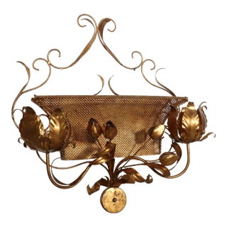 Italian Lighted Gilt Tole Wall Cachepot Jardinière For Sale