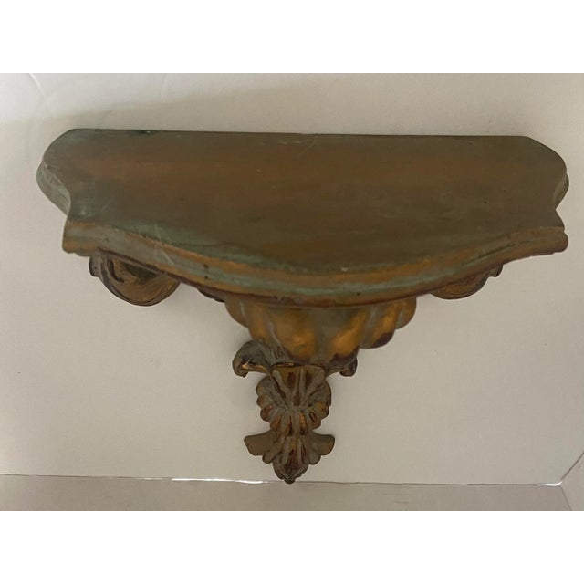 Gold Mid 20th Century French Italian Style Giltwood Gold Wall Shelf For Sale - Image 8 of 11