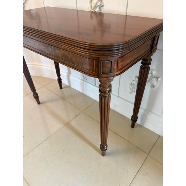 Brown George III Mahogany Reeded Legs Fold Over Top Hall Card Console Table by Gillows, 1780 For Sale - Image 8 of 13
