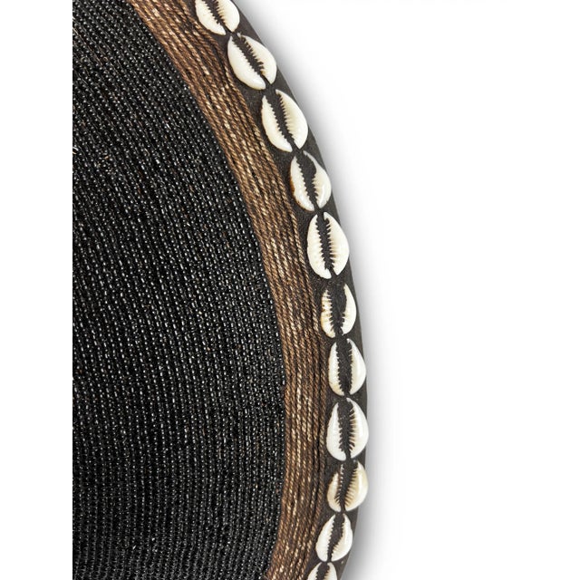 Vintage Black Beaded Cowry Shield Wall Decor For Sale - Image 4 of 5