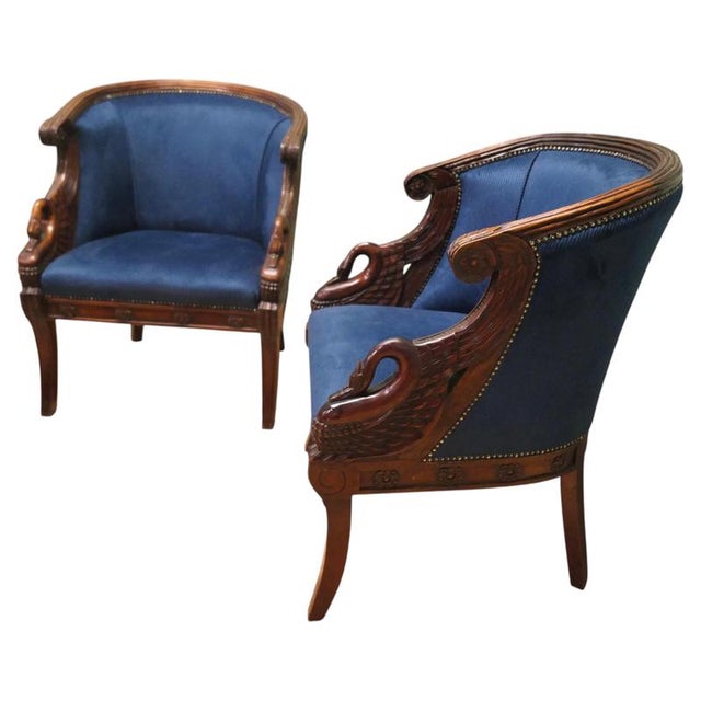 Victorian Upholstered Tub Chairs with Swans, Set of 2 For Sale - Image 9 of 9