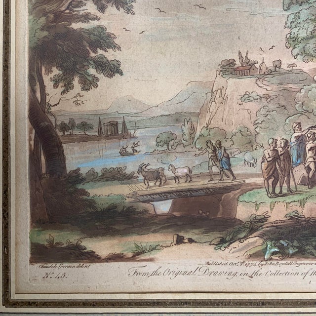 Rustic European Pair of Hand Colored Engravings After Claude Lorrain For Sale - Image 3 of 12