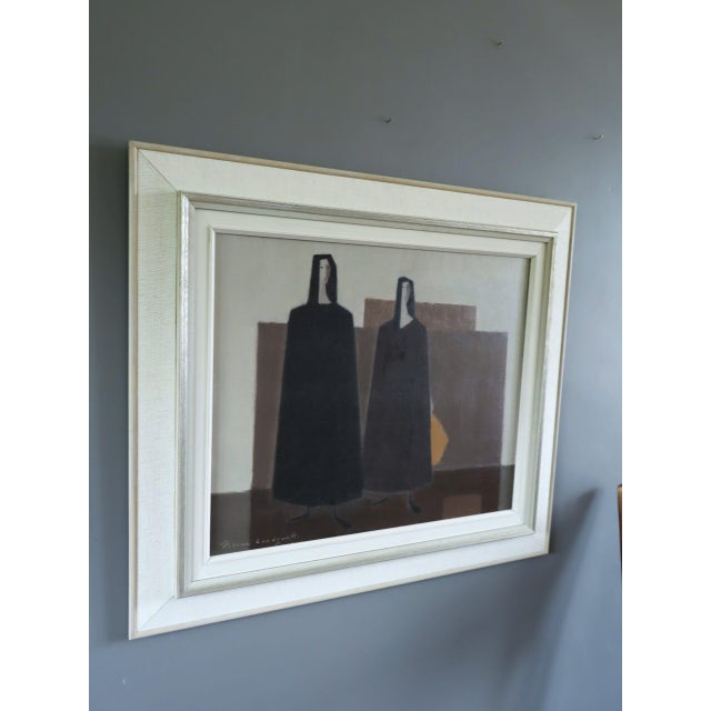 Mid-Century Modern 'Silent Companions' Figurative Oil Painting by Swedish Artist Fabian Lundqvist (1913-1989), Framed For Sale - Image 4 of 12