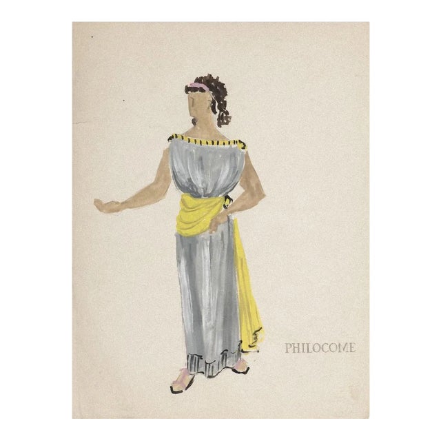 Costume - Original Tempera and Watercolor on Paper by Alkis Matheos - 1950s 1950s For Sale