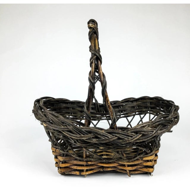 Vintage Reed Wicker French Market Basket For Sale - Image 4 of 13