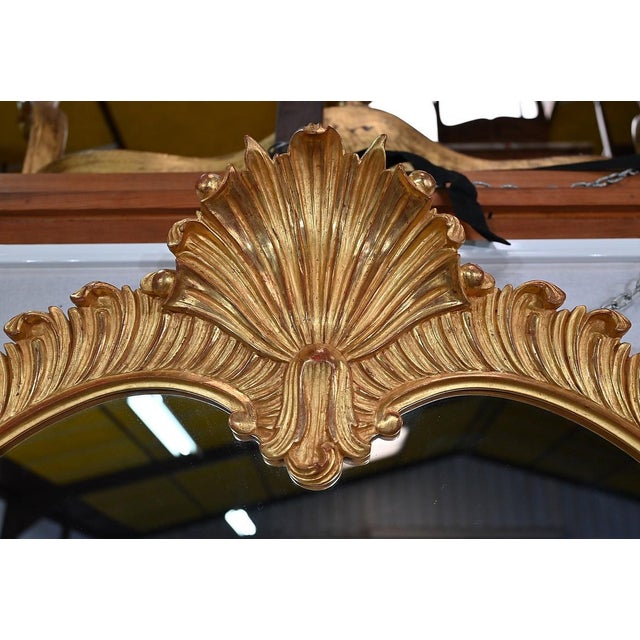 Glass Antique Golden Wood Mirror in Louis XV Style For Sale - Image 7 of 18