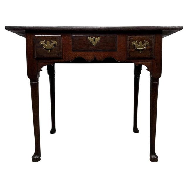 18th Century Antique English Oak Side Table with Three Drawers For Sale - Image 12 of 12