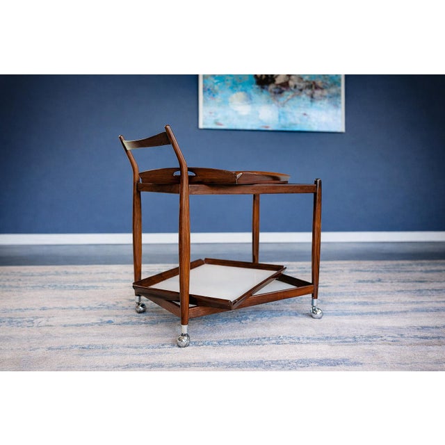Sergio Rodrigues Brazilian Rosewood Bar Cart With Removable Trays, 1960s For Sale - Image 11 of 12