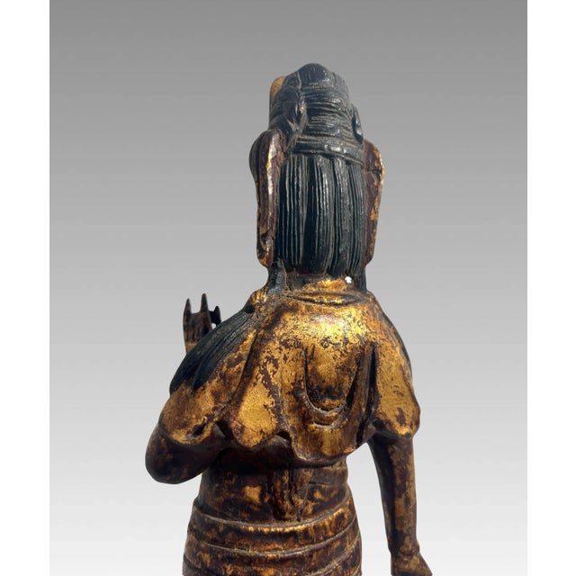 Wood Late 19th. Century Rare Carved Chinese Guan Yin as a Bodhisattva, Kwan Yin Figure, Goddess of Compassion For Sale - Image 7 of 12