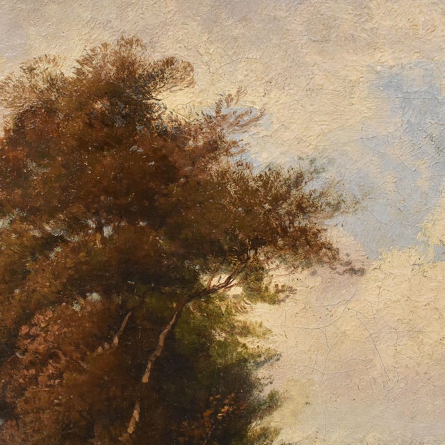River Landscape with Fishermen, 19th Century, Oil Painting on Canvas, Framed For Sale - Image 8 of 12