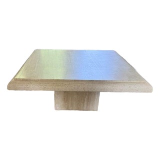Vintage Square Travertine Coffee Table For Sale