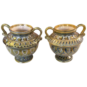 Small Italian Lusterware Compotes Urns - A Pair