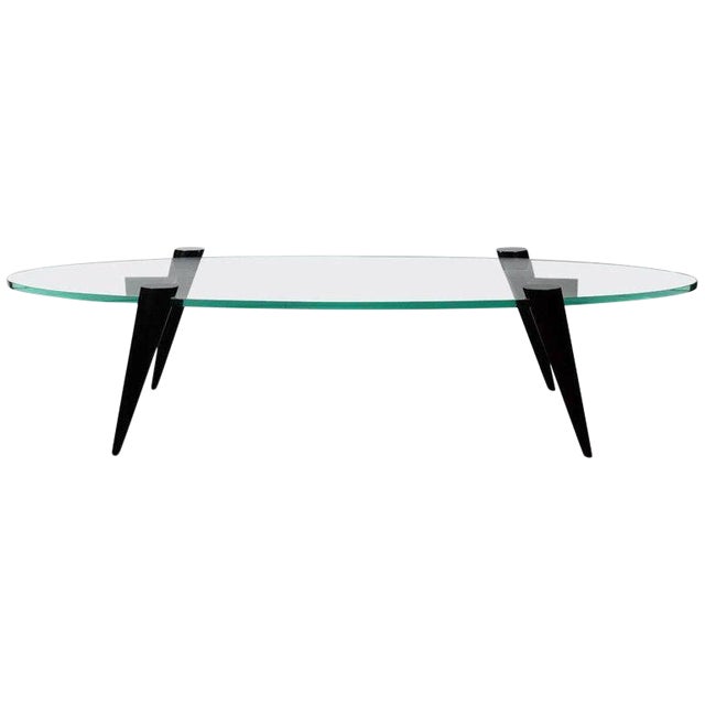 Mid-Century Modern Elliptic Coffee Table With Tapered Legs, 1960's For Sale