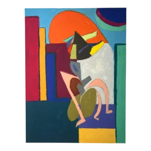 Surrealism and Cubism Inspired Colorful Abstract Painting Lithograph