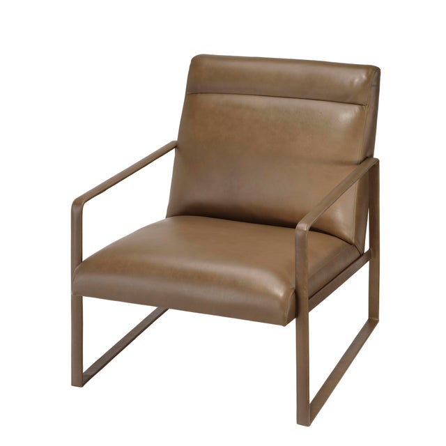 Hemingway Accent Chair, Truffle Leather For Sale