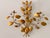 Hollywood Regency 1950s Pair of Gilt Tole Candle Sconces With Glass Flowers For Sale - Image 3 of 8