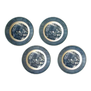 Mid 20th Century Currier & Ives Dinner Plates- Set of 4