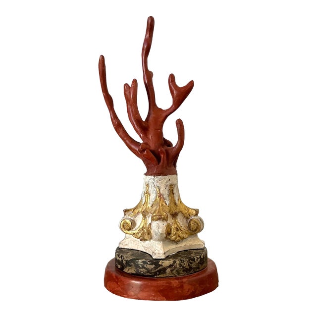 Vintage Italian Scagliola Artisanal Pigmented Plaster Coral Branch For Sale