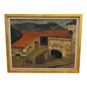 Mid Century French Oil Painting by Louise Delorme