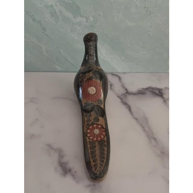 Mid-Century Mexican Painted Large Ceramic Bird Figurine For Sale - Image 4 of 7