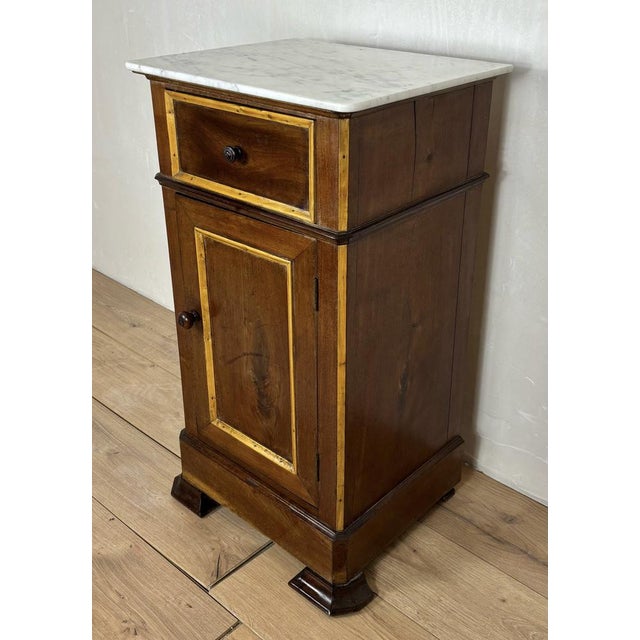 Spanish Wooden Nightstands with Marble Tops, 1930s, Set of 2 For Sale - Image 4 of 16