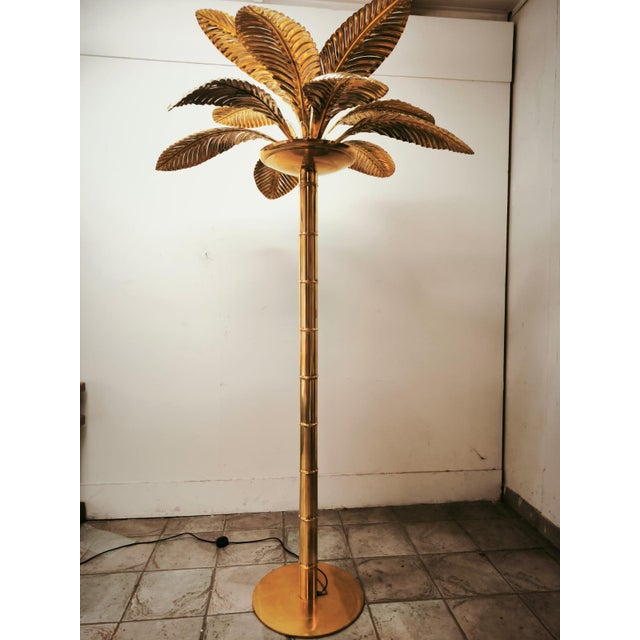 Vintage 12-Light Palm Floor Lamp in Brass, 1970s For Sale - Image 14 of 18