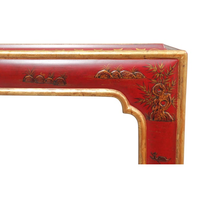 Wood Red Chinoiserie Coffee Table For Sale - Image 7 of 11
