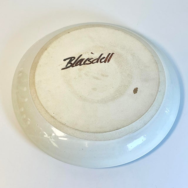 1980s Vintage Folk Arts & Craft Pottery Studio Chip and Dip, Artist Signed. For Sale - Image 11 of 11