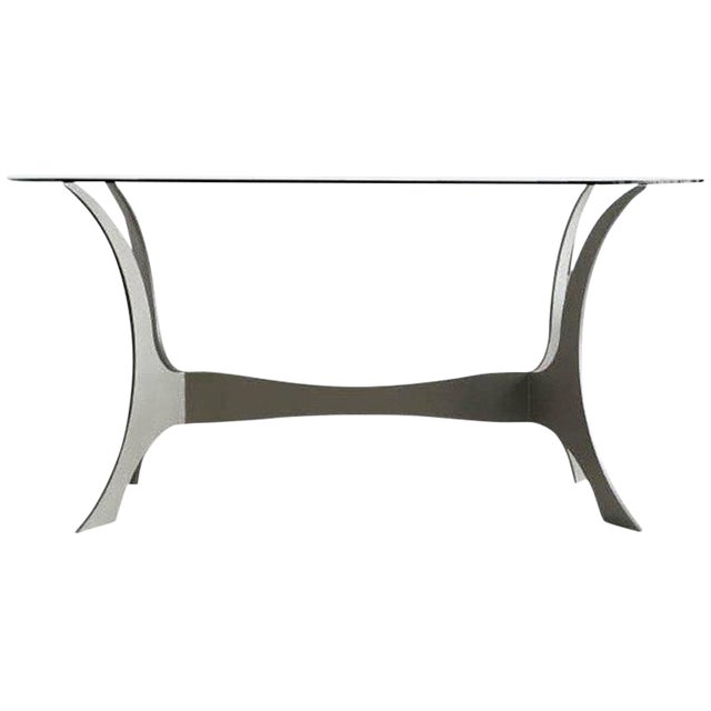 Patio Or Garden Dining Room Table In Wrought Iron With Glass Top
