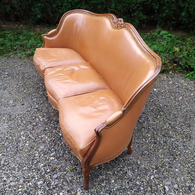 Regency Tan Leather Living Room Set, 1950s, Set of 5 For Sale - Image 13 of 18