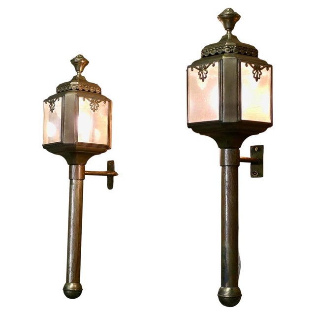 Brown Antique French Brass Carriage Lamps, 1800, Set of 2 For Sale - Image 8 of 8