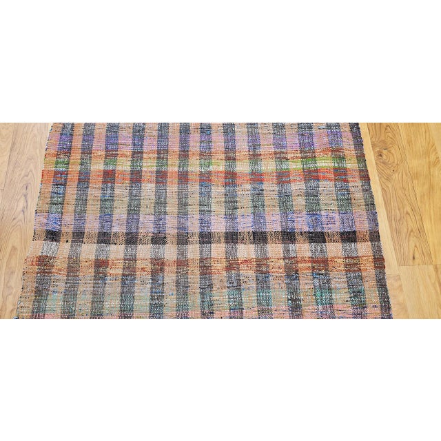 Vintage 1920s American Rag Runner, Handwoven Wool & Cotton Stripes, 4x9 For Sale - Image 10 of 16