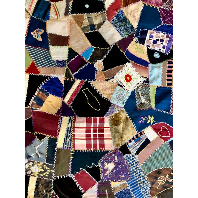 American Late 19th-Century American Crazy Quilt For Sale - Image 3 of 11