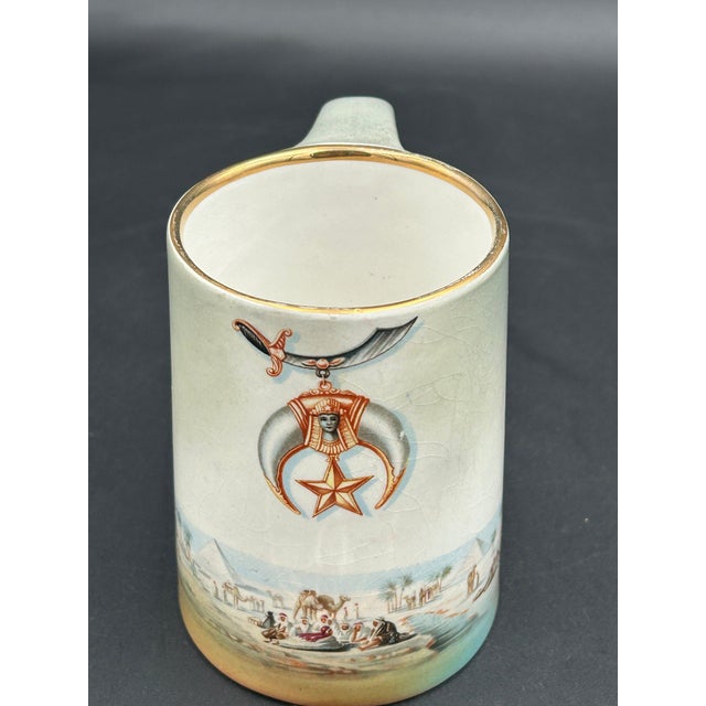 Cream Antique Masonic Shriners Shaving Mug & 1906 Los Angeles Convention Plate For Sale - Image 8 of 13