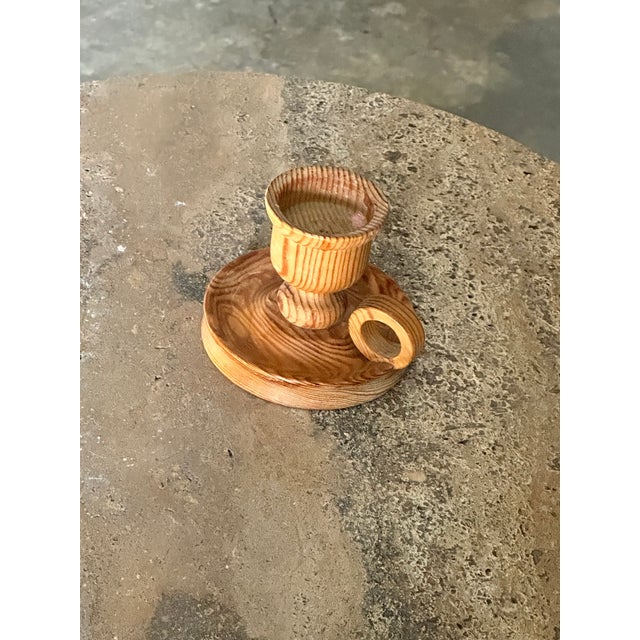 1970s Swedish Modern Organic Pine Candleholder For Sale - Image 4 of 6