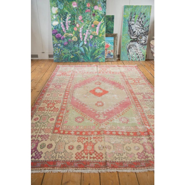 Vintage Distressed Oushak Carpet - 5'10" X 8'10" For Sale - Image 12 of 13
