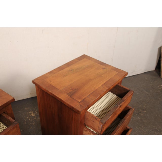 Early 20th Century Italian Pair Antique 3-Drawer Side Chests For Sale - Image 5 of 13