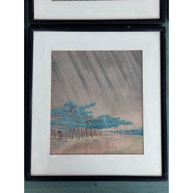 Printmaking Materials 1930s Tokuriki Tomikichiro Japanese Woodblock Prints, Set of 6, Shin Ōmi Hakkei For Sale - Image 7 of 12