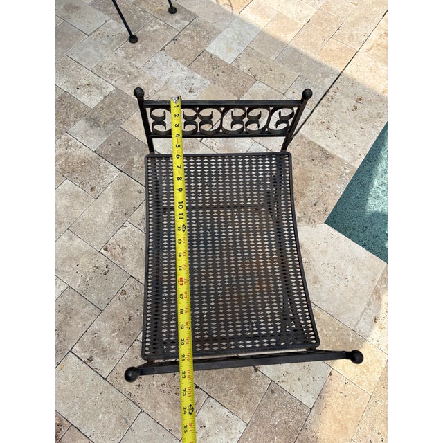 Metal Vintage Spanish Revival Arthur Umanoff Style Granada Wrought Iron Garden Stool / Vanity Seat For Sale - Image 7 of 12