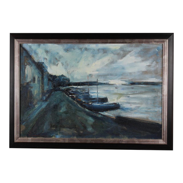 Eugeniusz Wiśniewski, Fishing Boats, Oil on Canvas For Sale