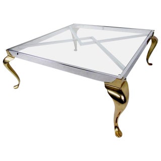 Vintage Modern Chrome and Glass Coffee Table For Sale