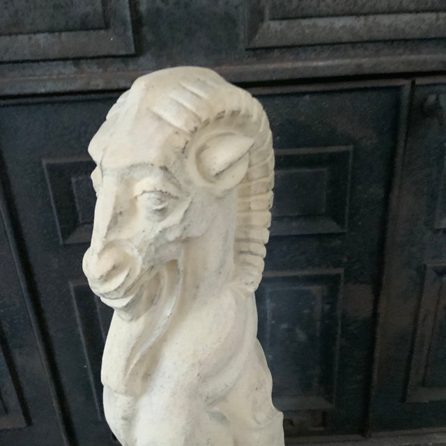 Alabaster Early 20th Century Royal Daulton Stoneware Garden Figure of a Goat. For Sale - Image 8 of 9