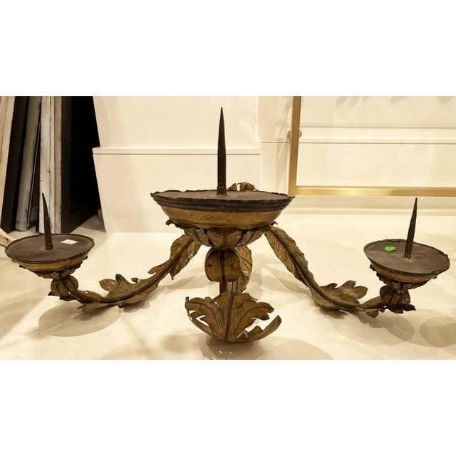 Gold Pair of 18th Century 3 Arm Sconces For Sale - Image 8 of 8