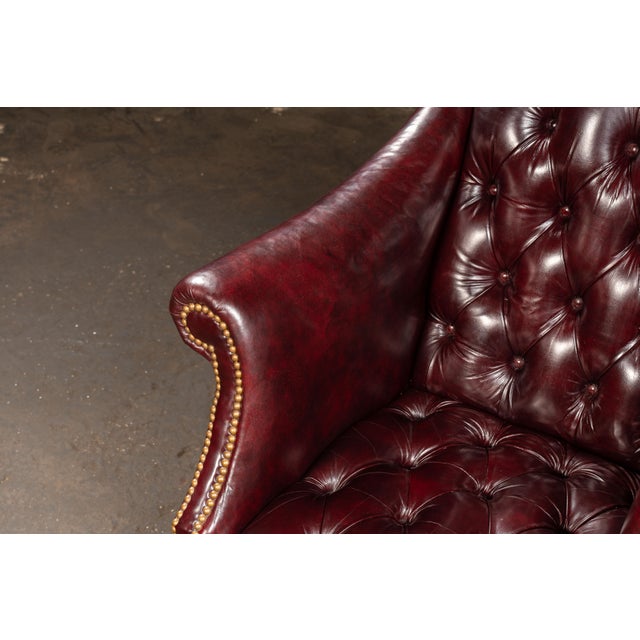Vintage Burgundy Tufted Leather Chesterfield Club Chair For Sale - Image 9 of 18